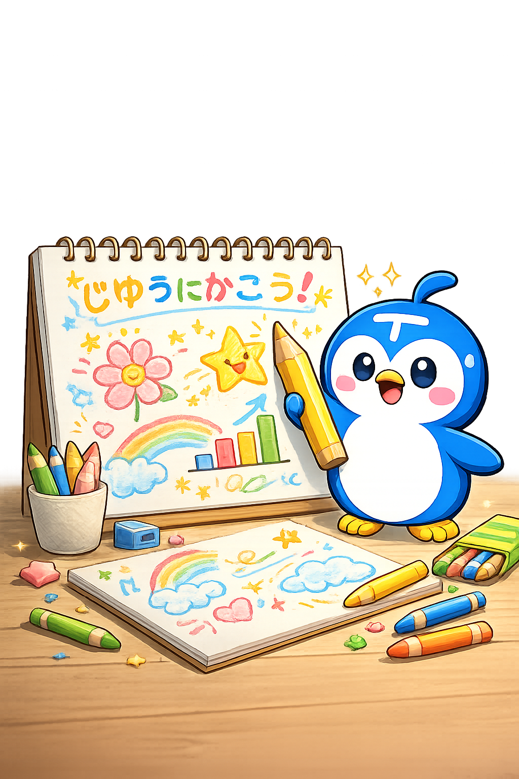 お絵かきを楽しむバブズペンギン