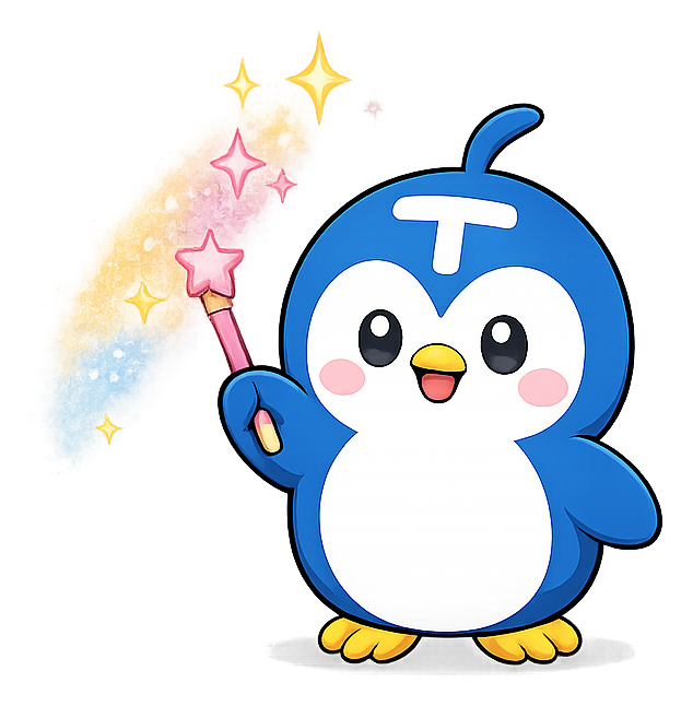 魔法のステッキを持ったバブズペンギン